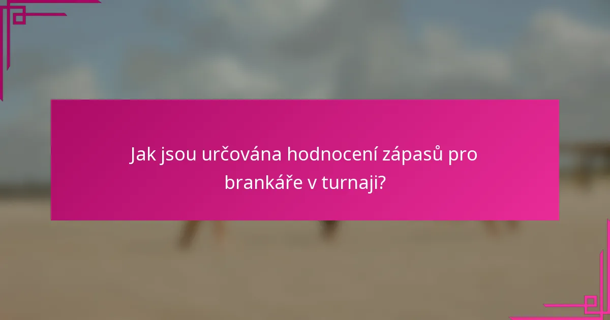 Jak jsou určována hodnocení zápasů pro brankáře v turnaji?
