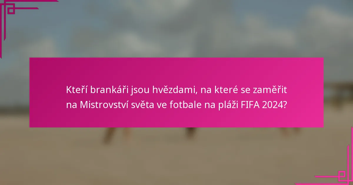 Kteří brankáři jsou hvězdami, na které se zaměřit na Mistrovství světa ve fotbale na pláži FIFA 2024?